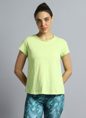 Cult Solid Women Round Neck Green T-Shirt