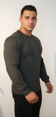 fashionfires Self Design Men Crew Neck Dark Green T-Shirt