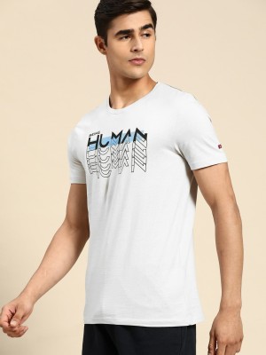 BEING HUMAN Solid Men Crew Neck Grey T-Shirt