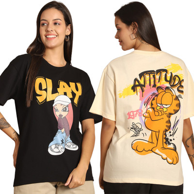 METRONAUT Printed Women Round Neck Multicolor T-Shirt