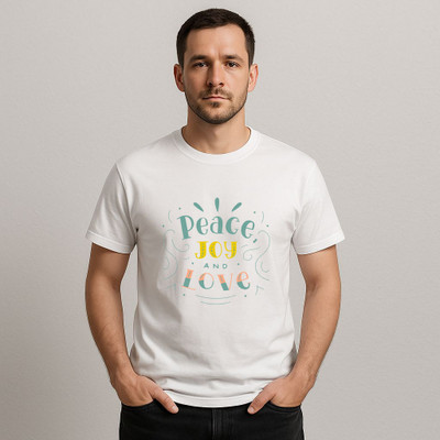 manavgifts Printed, Self Design Men Round Neck White T-Shirt