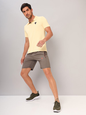 TECHNOSPORT Solid Men Polo Neck Yellow T-Shirt