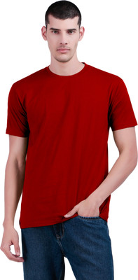Inner Element Solid Men Round Neck Maroon T-Shirt