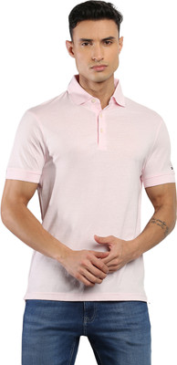 TOMMY HILFIGER Solid Men Polo Neck Pink T-Shirt