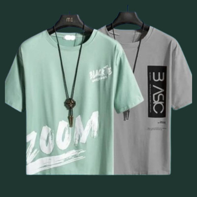JSIYA Solid Men Grey, Green T-Shirt