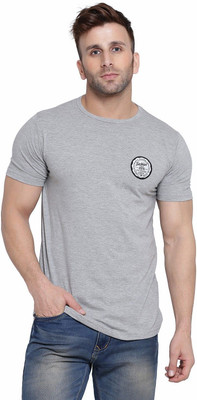 GEUM Printed Men Round Neck Silver T-Shirt