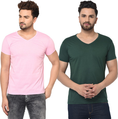 Tresna Fab Solid Men V Neck Multicolor T-Shirt