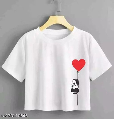 Sonali Printed Women Round Neck White T-Shirt