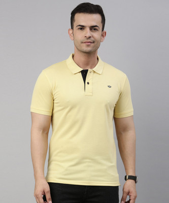 METRONAUT Solid Men Polo Neck Yellow T-Shirt