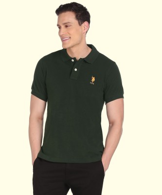 U.S. POLO ASSN. Solid Men Polo Neck Green T-Shirt