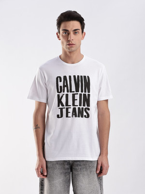 Calvin Klein Jeans Printed Men Round Neck White T-Shirt