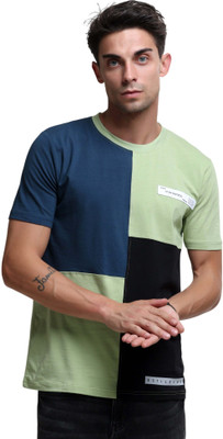 Estilocus Solid Men Round Neck Green T-Shirt