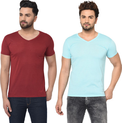 Tresna Fab Solid Men V Neck Multicolor T-Shirt