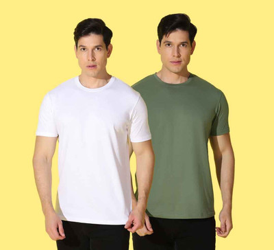 WOOSTRO Solid, Printed Men Round Neck Multicolor T-Shirt