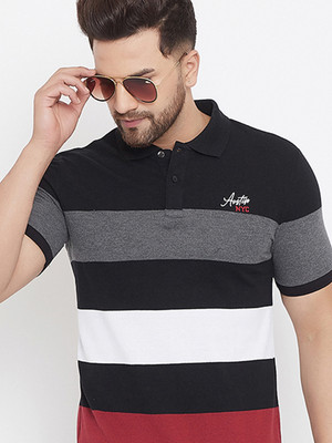 Austin Wood Striped Men Polo Neck Multicolor T-Shirt