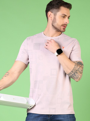 V-MART Printed Men Round Neck Pink T-Shirt