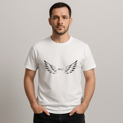 manavgifts Solid, Printed Men Round Neck White T-Shirt