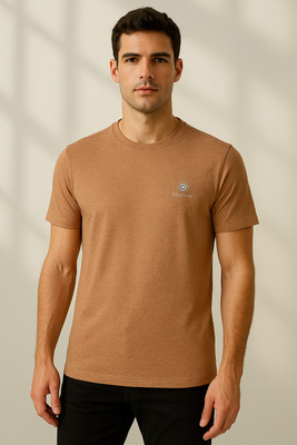 Sportz Fit Solid Men Round Neck Brown T-Shirt