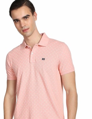 Arrow Sport Printed Men Polo Neck Pink T-Shirt