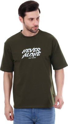ROYAL LIYO Printed Men Round Neck Dark Green T-Shirt