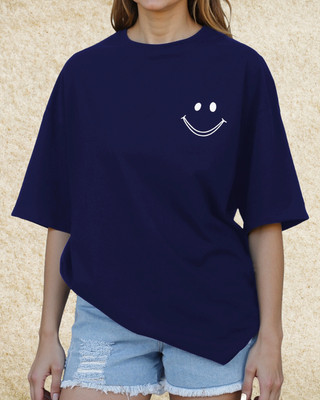 Starvy Solid Women Round Neck Navy Blue T-Shirt