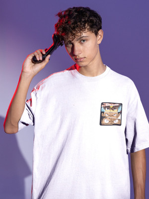 The Trend Tees Printed Men Round Neck White T-Shirt