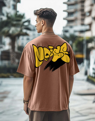 Veirdo Printed Men Round Neck Brown T-Shirt