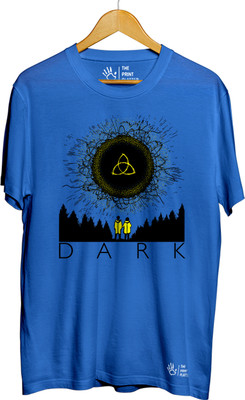 THE PRINT PLATTER Printed Men Round Neck Light Blue T-Shirt
