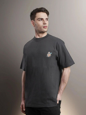 Moda Rapido Printed Men Round Neck Black T-Shirt