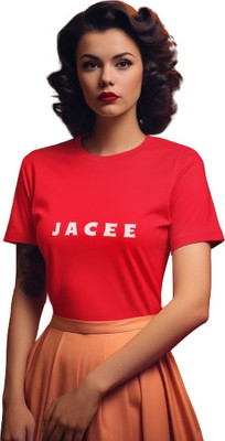 JACEE Printed Women Round Neck Red T-Shirt