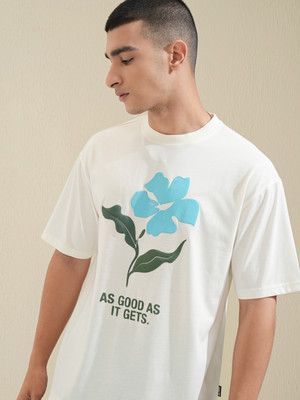 HIGHLANDER Printed Men Round Neck White T-Shirt