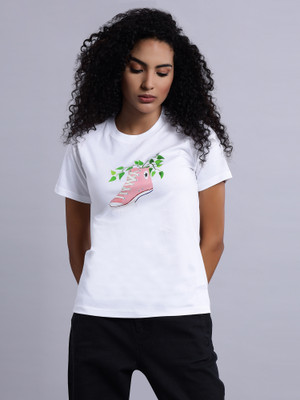 Converse Printed Women Crew Neck White T-Shirt