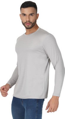 Sportinger Solid Men Round Neck Reversible White T-Shirt