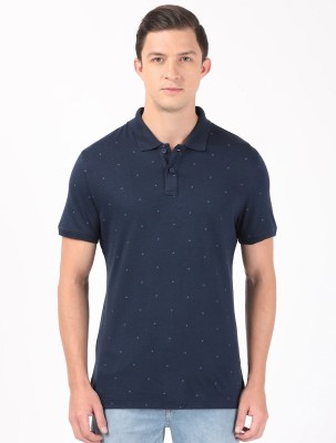 JOCKEY Printed Men Polo Neck Dark Blue T-Shirt