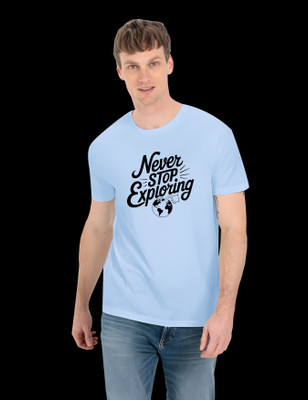 RAN ELEVEN COMPANY Printed Men Round Neck Blue T-Shirt
