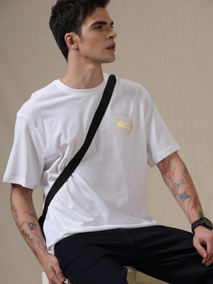 WROGN Printed Men Round Neck White T-Shirt