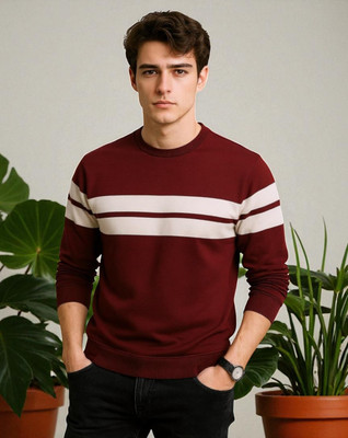 StyleFlick Solid Men Round Neck Maroon T-Shirt