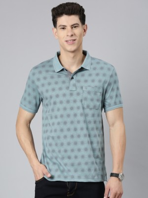 Classic Polo Printed Men Polo Neck Light Blue T-Shirt