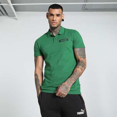 PUMA Solid Men Polo Neck Green T-Shirt