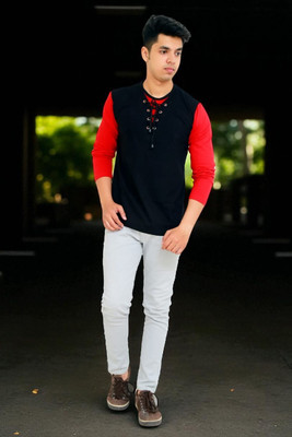 Faricon Trend Self Design Men Round Neck Multicolor T-Shirt