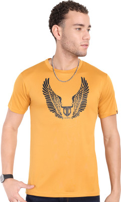Go Devil Printed Men Round Neck Yellow T-Shirt
