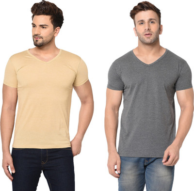 Tresna Fab Solid Men V Neck Multicolor T-Shirt