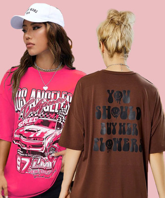 Christy World Printed Women Round Neck Multicolor T-Shirt