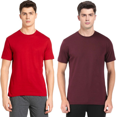 JOCKEY Solid Men Round Neck Maroon, Red T-Shirt