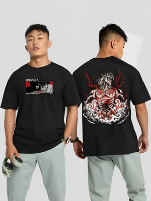 KIDSWING Printed, Typography Men Round Neck Black T-Shirt