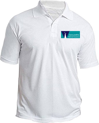 PrintHolic Solid Men Polo Neck White T-Shirt