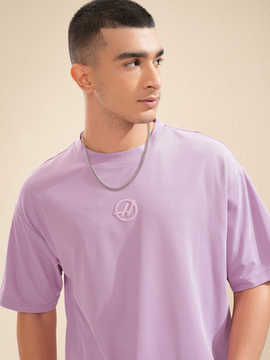 HIGHLANDER Solid Men Round Neck Purple T-Shirt