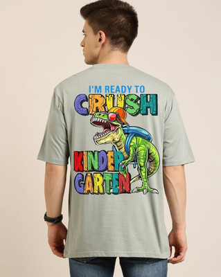 FASHNET FASHION Printed Men Round Neck Grey T-Shirt