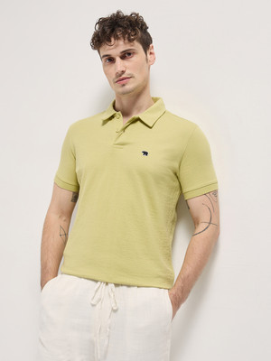THE BEAR HOUSE Solid Men Polo Neck Yellow T-Shirt