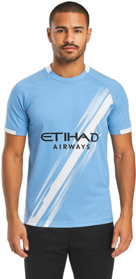 SSA Printed Men Polo Neck Blue T-Shirt